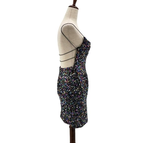 NWT B. Smart Sequin Multicolor Backless Fitted Party Dress Juniors 5 - Picture 5 of 12